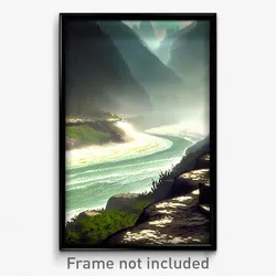 Pixel Art Poster - Monstrous River (8 Bit Psychedelic Trippy Video Game Print)