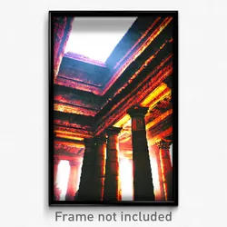 Pixel Art Poster - Flawless Ancient Architecture (8 Bit Video Game Print)