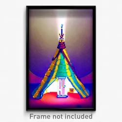 Pixel Art Poster - Unsightly Tepee (8 Bit Psychedelic Trippy Video Game Print)