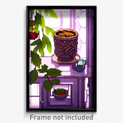 Pixel Art Poster - Leafy Cobbler (8 Bit Psychedelic Trippy Video Game Print)