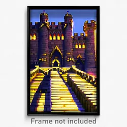 Pixel Art Poster - Fabulous Battlements (8 Bit Psychedelic Video Game Print)