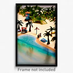 Pixel Art Poster - Miniature Beach (8 Bit Psychedelic Trippy Video Game Print)
