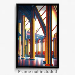 Pixel Art Poster - Impressive Architecture (8 Bit Psychedelic Video Game Print)
