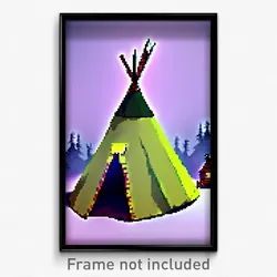 Pixel Art Poster - Unkempt Tepee (8 Bit Psychedelic Trippy Video Game Print)
