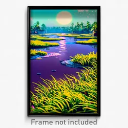 Pixel Art Poster - Liquid Marsh (8 Bit Psychedelic Trippy Video Game Print)
