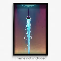 Pixel Art Poster - Watery Trapdoor (8 Bit Psychedelic Trippy Video Game Print)