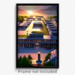 Pixel Art Poster - Notable Barracks (8 Bit Psychedelic Trippy Video Game Print)