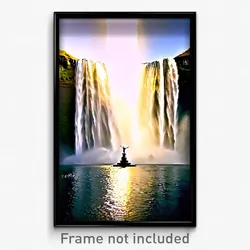Pixel Art Poster - Monumental Waterfall (8 Bit Psychedelic Video Game Print)