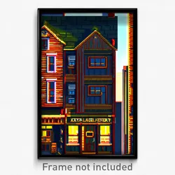 Pixel Art Poster - Extra Large Shack Tenement (8 Bit Video Game Print)