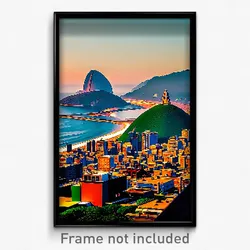 Pixel Art Poster - Black Rio De Janeiro (8 Bit Psychedelic Video Game Print)