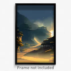Pixel Art Poster - Nocturnal Outland (8 Bit Psychedelic Trippy Video Game Print)