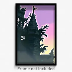 Pixel Art Poster - Thorny Turret (8 Bit Psychedelic Trippy Video Game Print)