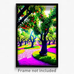 Pixel Art Poster - Energetic Orchard (8 Bit Psychedelic Trippy Video Game Print)