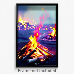 Pixel Art Poster - Mushy Bonfire (8 Bit Psychedelic Trippy Video Game Print)