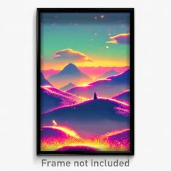 Pixel Art Poster - Mellow Dreamscape (8 Bit Psychedelic Trippy Video Game Print)
