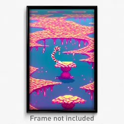 Pixel Art Poster - Swirly Shoals (8 Bit Psychedelic Trippy Video Game Print)