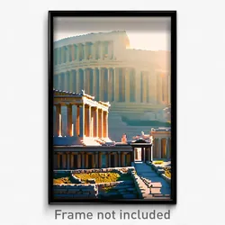 Pixel Art Poster - Humongous Acropolis (8 Bit Psychedelic Video Game Print)