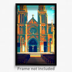 Pixel Art Poster - Modest Cathedral (8 Bit Psychedelic Trippy Video Game Print)