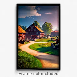 Pixel Art Poster - Outlandish Farmstead (8 Bit Psychedelic Video Game Print)