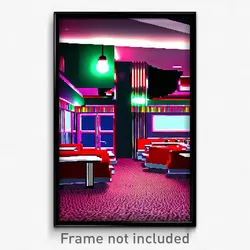 Pixel Art Poster - Esteemed 50'S Diner (8 Bit Psychedelic Video Game Print)