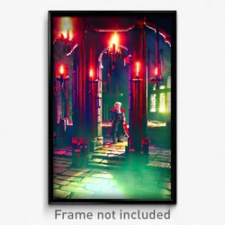 Pixel Art Poster - Stained Dungeon (8 Bit Psychedelic Trippy Video Game Print)