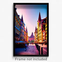 Pixel Art Poster - Incredible European City (8 Bit Psychedelic Video Game Print)