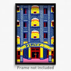 Pixel Art Poster - Bumpy Hotel (8 Bit Psychedelic Trippy Weird Video Game Print)