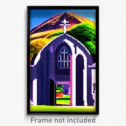 Pixel Art Poster - Standard Abbey (8 Bit Psychedelic Trippy Video Game Print)