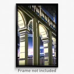 Pixel Art Poster - Dreary Anime Architecture (8 Bit Video Game Print)