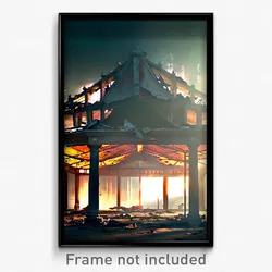 Pixel Art Poster - Damaged Pavillion (8 Bit Psychedelic Trippy Video Game Print)