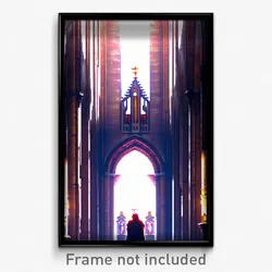Pixel Art Poster - Dramatic Cathedral (8 Bit Psychedelic Video Game Print)