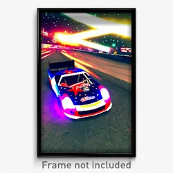 Pixel Art Poster - Starry Racecar (8 Bit Psychedelic Trippy Video Game Print)