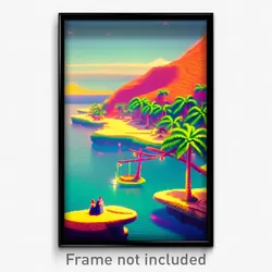 Pixel Art Poster - Sentimental Island (8 Bit Psychedelic Video Game Print)