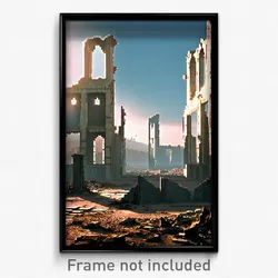 Pixel Art Poster - Bleak Ruin (8 Bit Psychedelic Trippy Weird Video Game Print)