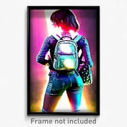Pixel Art Poster - Sparkling Backpack (8 Bit Psychedelic Video Game Print)