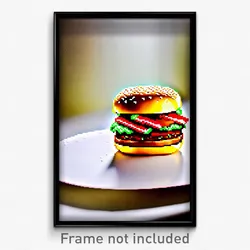 Pixel Art Poster - Striking Hamburger (8 Bit Psychedelic Video Game Print)
