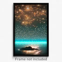 Pixel Art Poster - Starry Ocean (8 Bit Psychedelic Trippy Video Game Print)