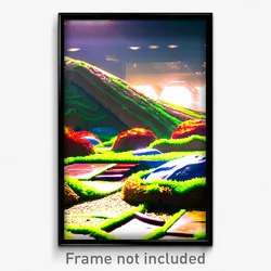 Pixel Art Poster - Plastic Land (8 Bit Psychedelic Trippy Video Game Print)