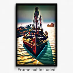 Pixel Art Poster - Old Shipwreck (8 Bit Psychedelic Trippy Video Game Print)