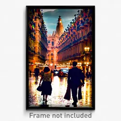 Pixel Art Poster - Enchanting Barcelona (8 Bit Psychedelic Video Game Print)