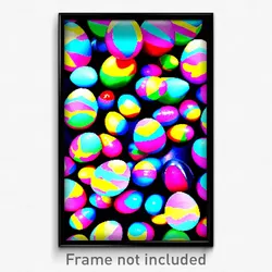 Pixel Art Poster - Dizzying Easter Eggs (8 Bit Psychedelic Video Game Print)