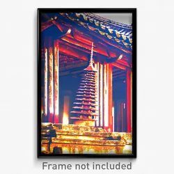 Pixel Art Poster - Worn Pagoda (8 Bit Psychedelic Trippy Weird Video Game Print)