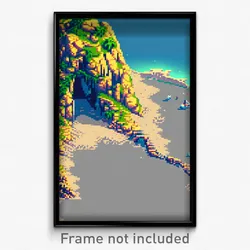 Pixel Art Poster - Damaged Isle (8 Bit Psychedelic Trippy Video Game Print)