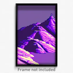 Pixel Art Poster - Purple Butte (8 Bit Psychedelic Trippy Video Game Print)