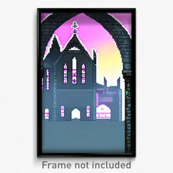 Pixel Art Poster - Zealous Priory (8 Bit Psychedelic Trippy Video Game Print)