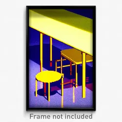 Pixel Art Poster - Yellow Table (8 Bit Psychedelic Trippy Video Game Print)