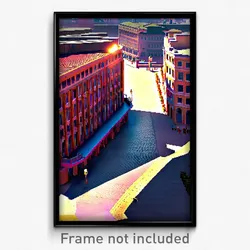 Pixel Art Poster - Complex Plaza (8 Bit Psychedelic Trippy Video Game Print)