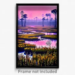 Pixel Art Poster - Fabulous Wetland (8 Bit Psychedelic Trippy Video Game Print)