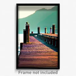 Pixel Art Poster - Elderly Jetty (8 Bit Psychedelic Trippy Video Game Print)