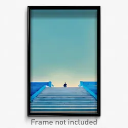 Pixel Art Poster - Sky Blue Steps (8 Bit Psychedelic Trippy Video Game Print)
